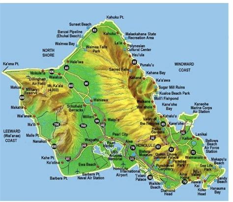 Oahu Beaches Map