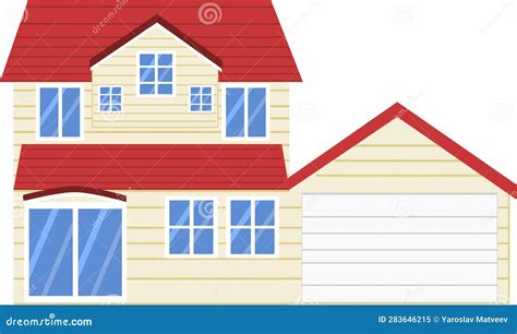 Illustration Of A Big House With A Red Roof Stock Vector Illustration