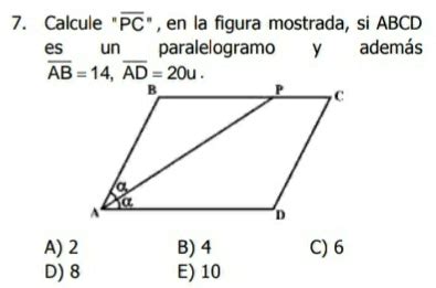 Solved 7 Calcule Overline PC En La Figura Mostrada Si ABCD Es