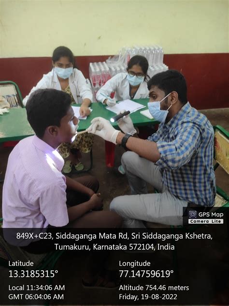 Dental Screening Camp At Siddaganga Mutt Rajarajeswari Dental College