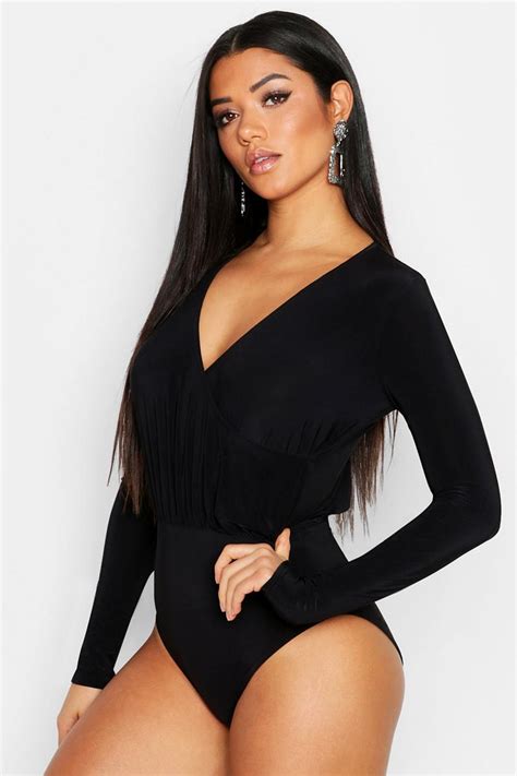 Slinky Plunge Bodysuit Boohoo Uk