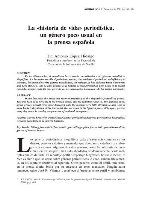 PDF La historia de vida periodística un género poco usual en la