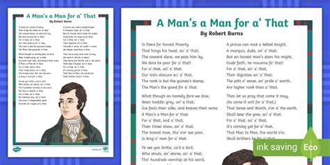 A Mans A Man For A That Robert Burns Poem Teacher Made