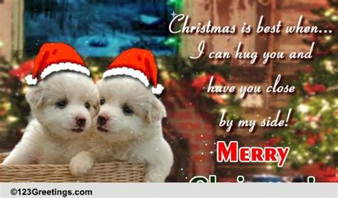 Christmas Hugs And Cute Puppies Free Hugs Ecards Greeting Cards 123