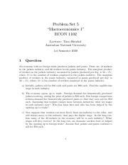 Problem Set Econ Sem Pdf Problem Set