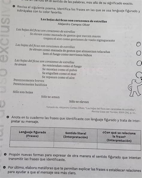 Anota En Tu Cuaderno Las Frases Que Identificaste Con Lenguaje Figurado