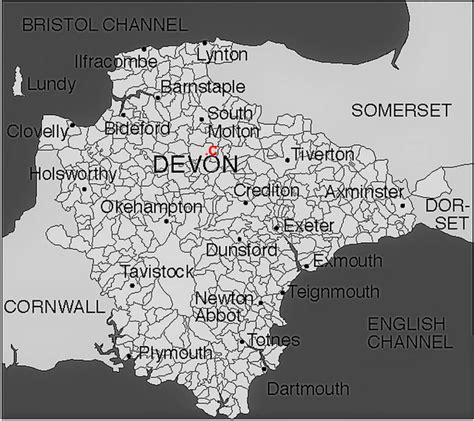 Devon County England Map