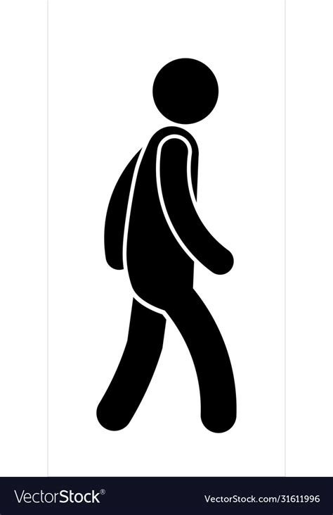 Stick figure walking pictograph depicting a man Vector Image