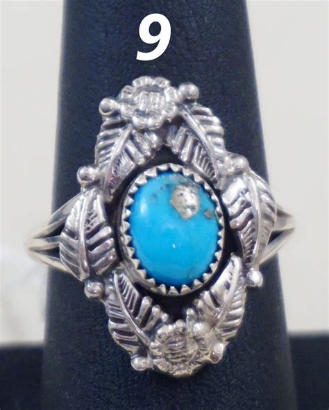 Item 915Z Women S Navajo Morenci Turquoise Foliage Sterling Silver