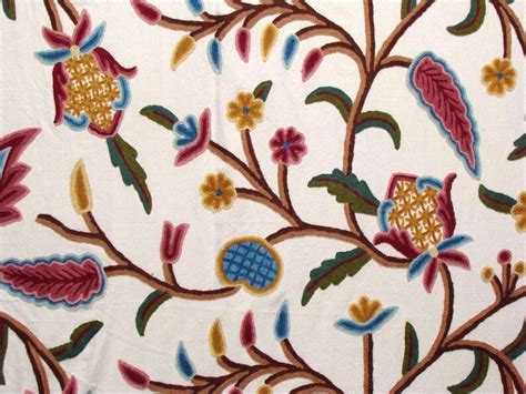 Crewel Fabric Hand Embroidered Kashmir Wool On Cotton Etsy