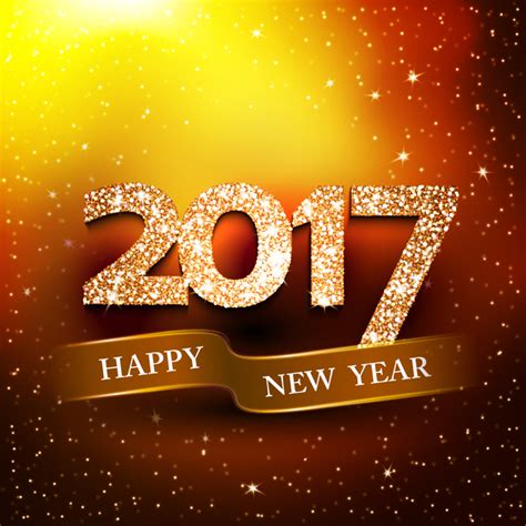 Happy new year banner with 2017 shiny background vector - Vector Banner free download