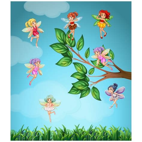 Fairies Hintergrund Design Premium Vektor