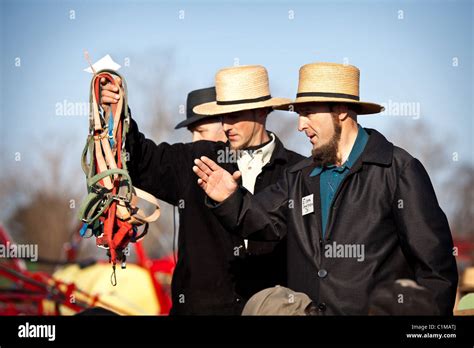 Amish Auctioneers During The Annual Mud Sale To Support The Fire