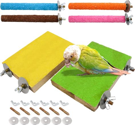 Amazon Pcs Bird Perch Stand Toy Wood Parrot Stand Platform