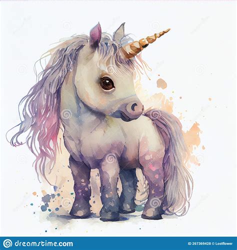 Unicorn Rainbow Cute Illustration Card And Shirt Design Stock