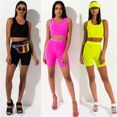 Sexy Women Summer 2piece Clothes Sets Bandage Round Neck Crop Tops