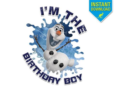 Frozen Olaf Birthday Boy Printable Iron On Transfer Or Use As