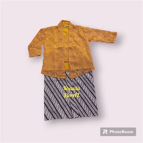 Jual Setelan Kebaya Brokat Kutubaru Anak Baju Adat Anak Motif Batik