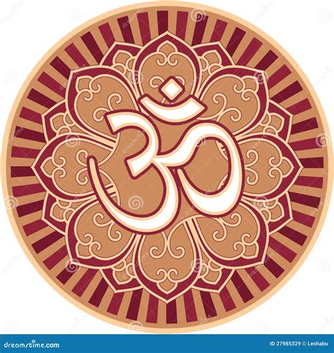 Om Aum Symbol In Flower Rosette Stock Vector Illustration Of