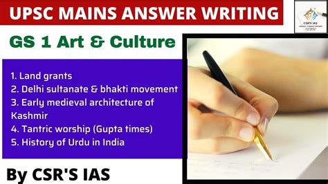 Upsc Mains Answer Writing Gs 1 Art And Culture How To Write Mains