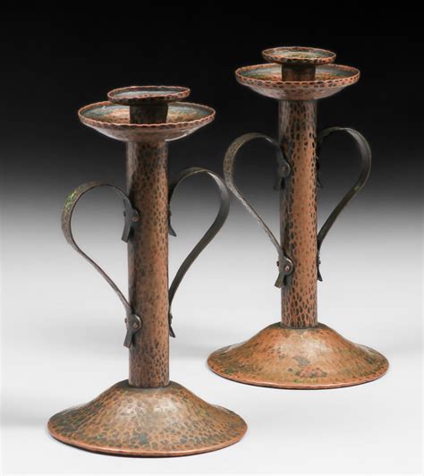 Benedict Studios Hammered Copper Candlesticks C California