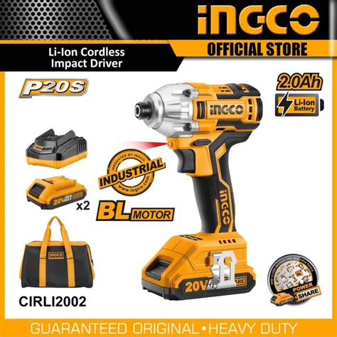 Ingco สว่านไขควงกระแทกไร้สาย 20 โวลท์ รุ่น Cirli2002 Brushless Motor