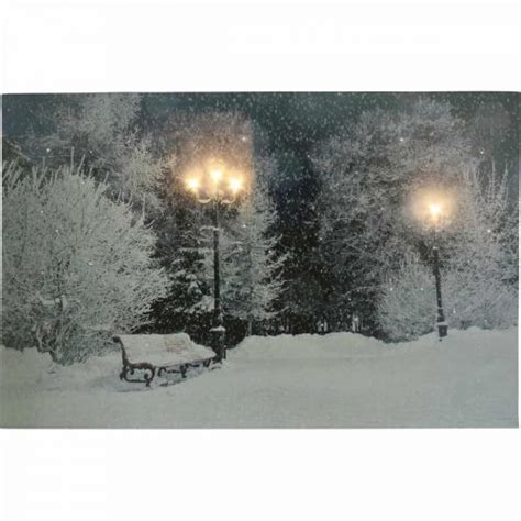 Floristik24 Ch LED Bild Weihnachten Winterlandschaft Mit Parkbank LED