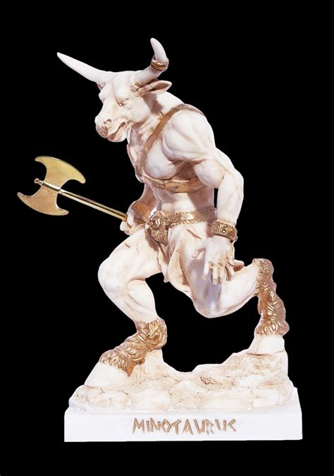 Minotaur With Axe Greek Alabaster Statue