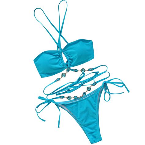 Cacommark Pi Reduce Women Bikini String Piece Triangle Swimsuit Tie