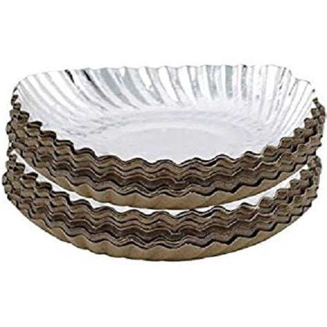 Eco Friendly Lightweight And Ecofriendly Biodegradable Round Silver Disposable Paper Plate At