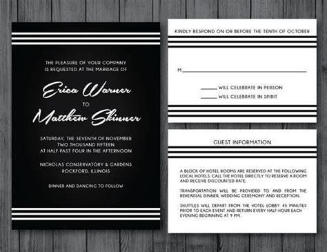 Black White Stripe Wedding Invitation Suite Striped Wedding