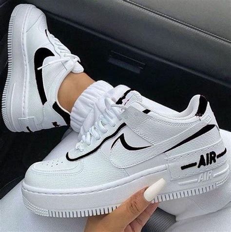 Custom Air Force 1 Shadow White Black | Nike fashion shoes, White nike ...