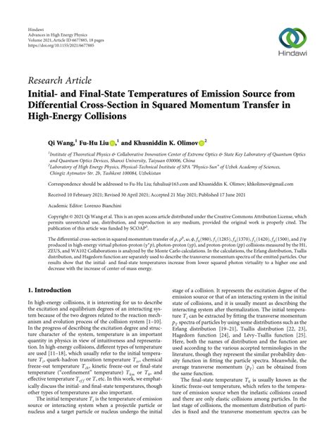 PDF Initial And Final State Temperatures Of Emission Source From