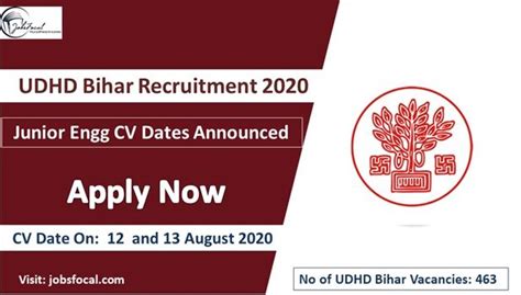 Udhd Bihar Recruitment Junior Engg Cv Dates Announced Now