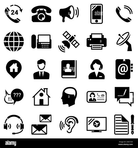 Set Of Simple Icons On A Theme Contact Connection Communication