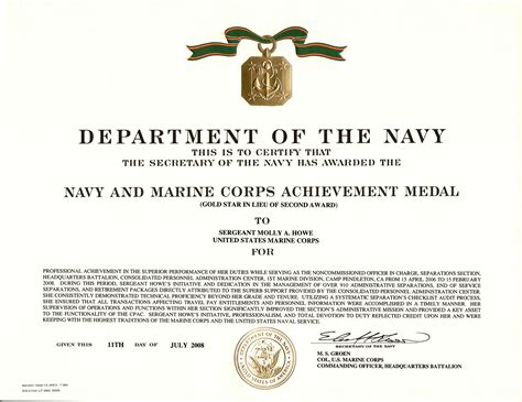 Shameless Self-Promotion: Navy and Marine Corps Achievement Medal (2008) – Molly A Howe