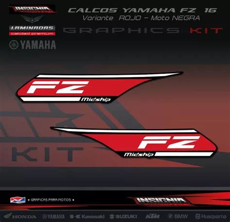 Calcos Yamaha Fz Variante Rojo Negro Insignia Calcos Env O Gratis