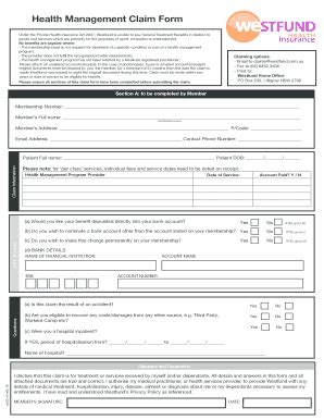 Fillable Online Health Management Claim Form Fax Email Print PdfFiller