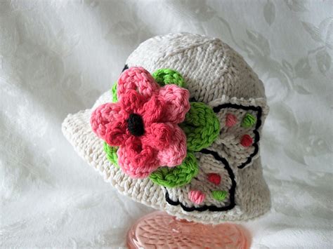 Ravelry Brimmed Hat In Ivory Colorful Flower Pattern By Susan Gardner