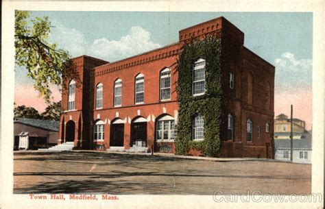 Town Hall Medfield Ma Postcard