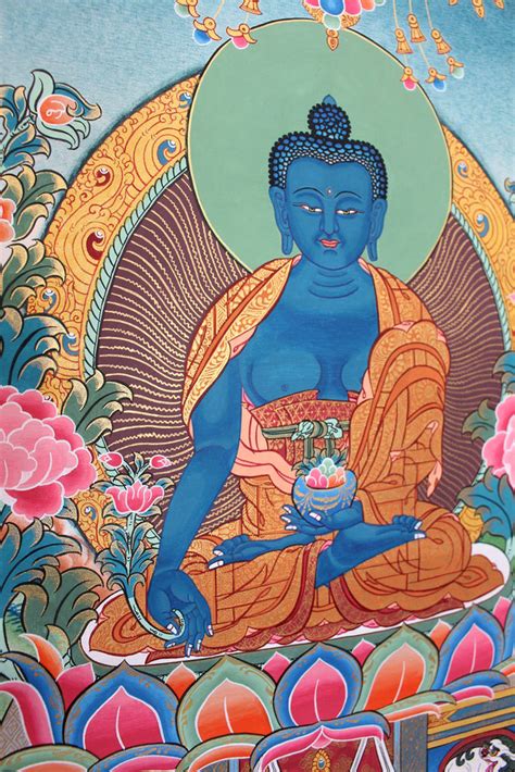 Blue Medicine Buddha Thangka Thangkashop