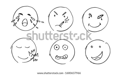 Set Emoticon Hand Drawn Vector On Stock Vector Royalty Free