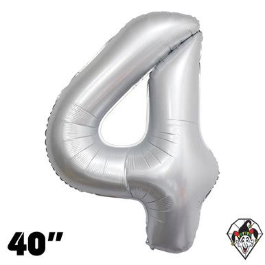 40 Inch Number 4 Chrome White Balloon 1ct