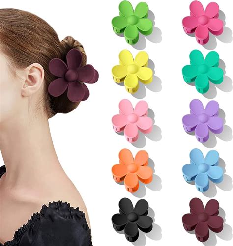 Hair Claws 10 Pieces Multicolor Flower Hair Clips Simple And High