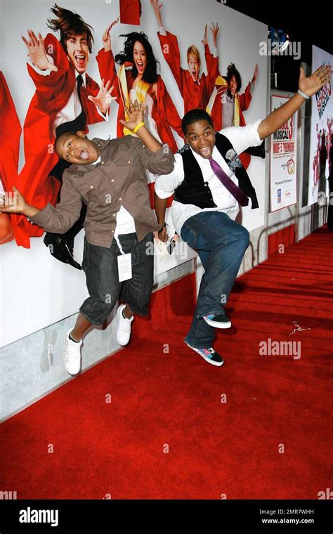 Kyle And Christopher Massey Imitate The Film Poster At The Premiere Of High School Musical 3