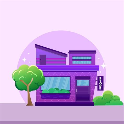 Concepto De Tienda De Comestibles Storefront Flat Design E Commerce