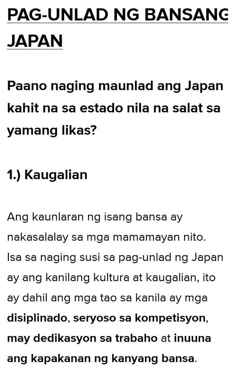 Pano Maging Maunlad Ang Bansang Japan Brainly Ph