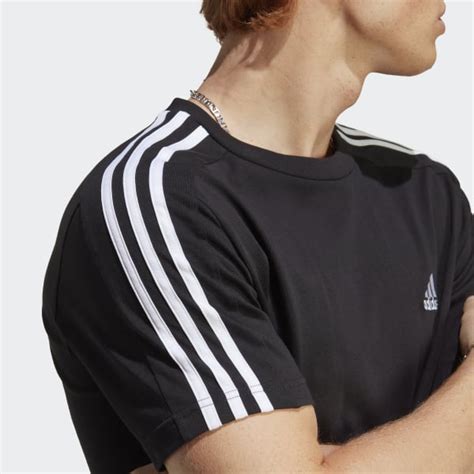 Adidas Essentials Single Jersey 3 Stripes Tee Black Adidas Canada