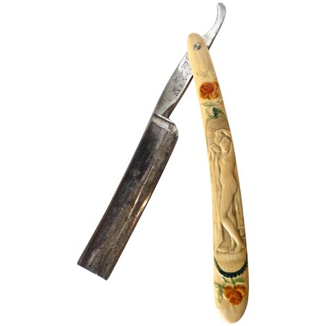 Nude Theme And Roses Straight Razor Germany At StDibs Antique Straight Razor