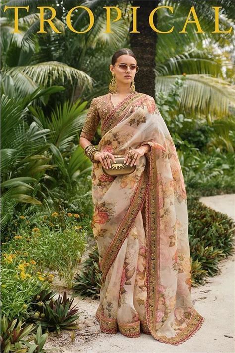 Gorgeous Pink Floral Organza Sabyasachi Wedding Saree Frugal2Fab